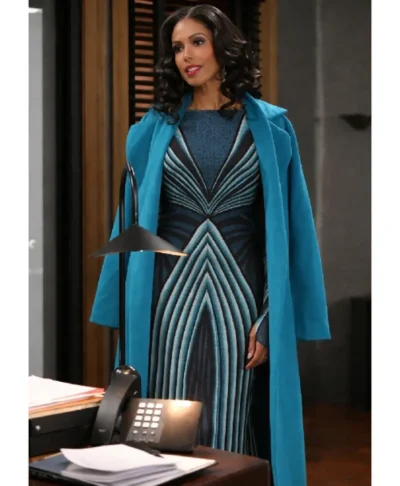 Karla Mosley Beyond the Gates Blue Trench Coat