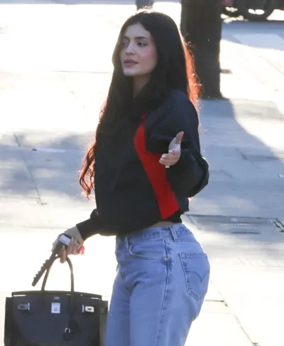 Kylie Jenner Los Angeles Red-Striped Bomber Jacket