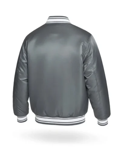 LA Dodgers Gray Satin Varsity Jacket Full Snap Edition