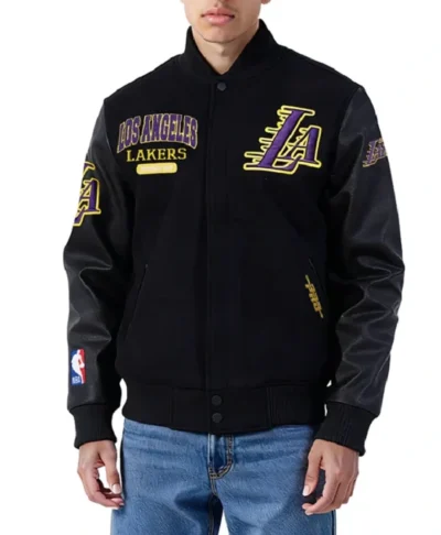LA Lakers City Arch Black Varsity Jacket