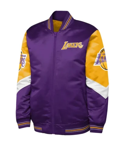 LA Lakers Classic Throw It Back Satin Bomber Jacket
