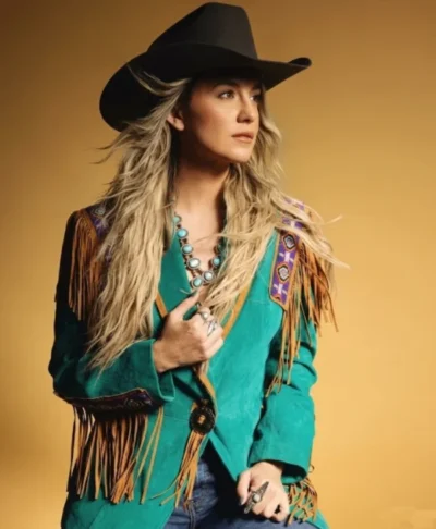 Lainey Wilson Keepin Country Cool Green Fringe Blazer