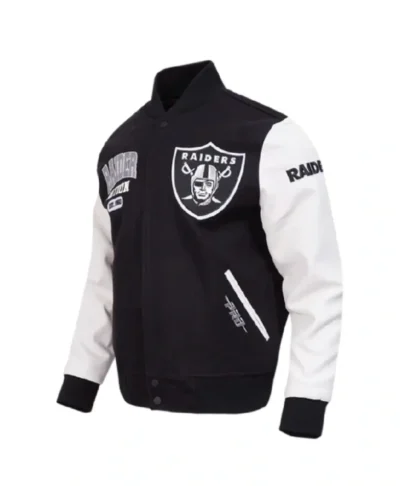 Las Vegas Raiders Black and White Varsity Jacket City Arch Edition