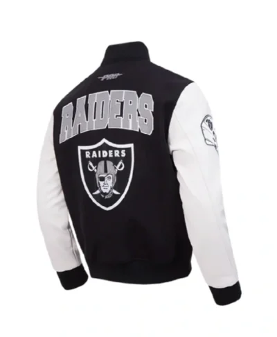 Las Vegas Raiders Black and White Varsity Jacket City Arch Edition