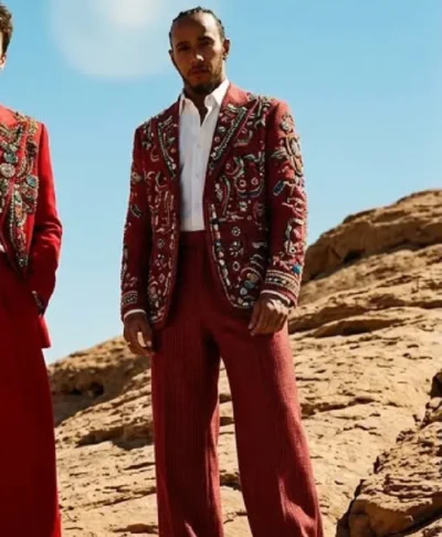 Lewis Hamilton Exclusive Zardozi Red Blazer