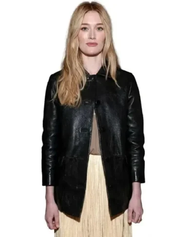 MFW 2026 Sarah Pidgeon Celebrity Leather Jacket