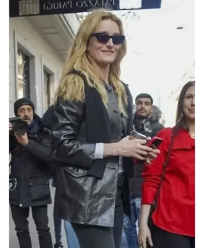 MFW 2026 Sarah Pidgeon Celebrity Leather Jacket
