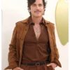 Matt Bomer Outcome 2026 Brown Suede Leather Jacket