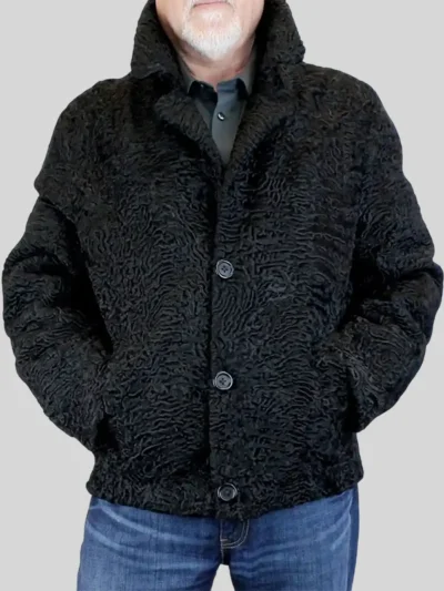 Men’s Astrakhan Black Bomber Jacket