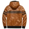 Men’s Brown Leather Pullover Hoodie Style Jacket