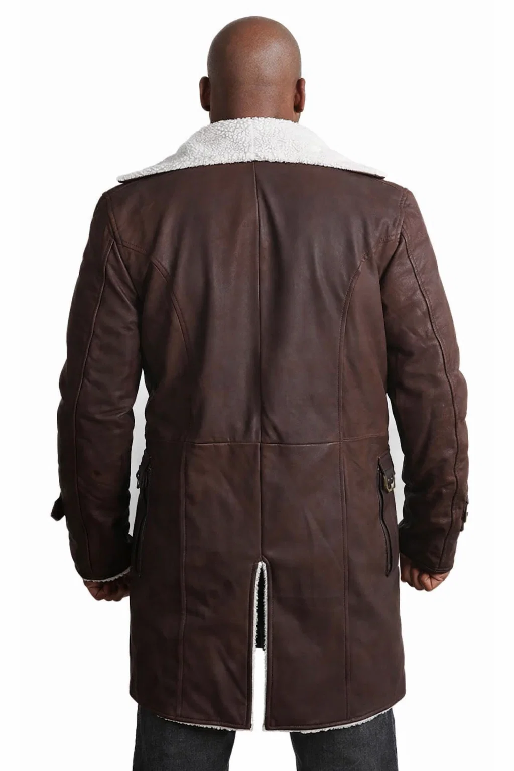 Men’s Shearling Brown Leather Overcoat Bane Style Coat