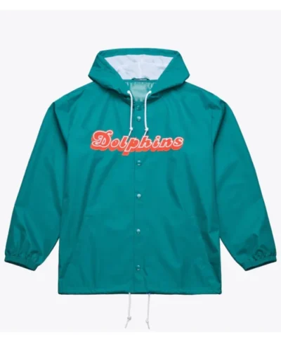Miami Dolphins Aqua Hooded Windbreaker Jacket