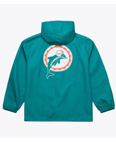 Miami Dolphins Aqua Hooded Windbreaker Jacket
