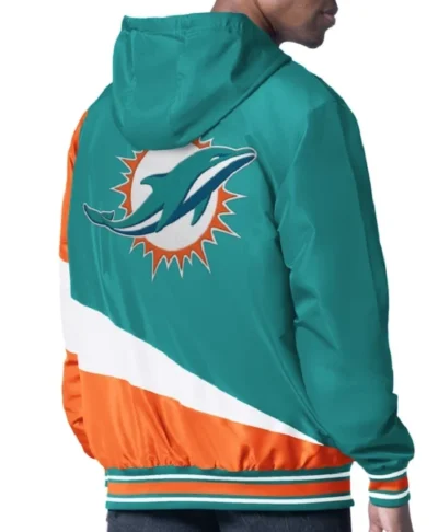 Miami Dolphins Retro Color Block Hooded Full Zip Jacket