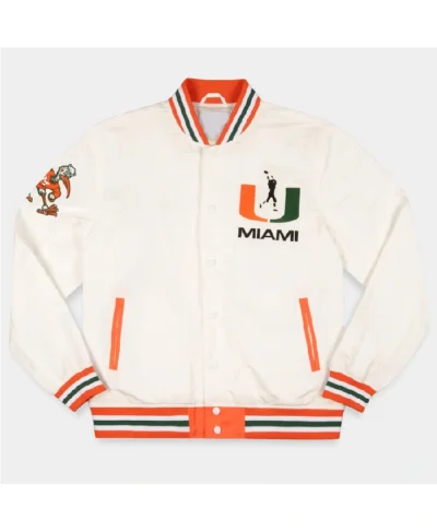 Miami Hurricanes Whiteout Bomber Jacket