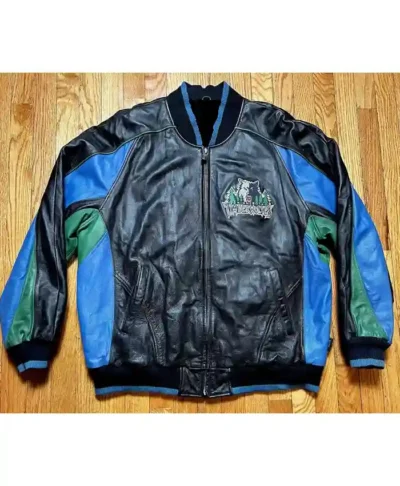 Minnesota Timberwolves Leather Vintage Bomber Jacket
