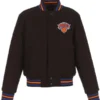 NY Knicks Embroidered Black Varsity Wool Jacket