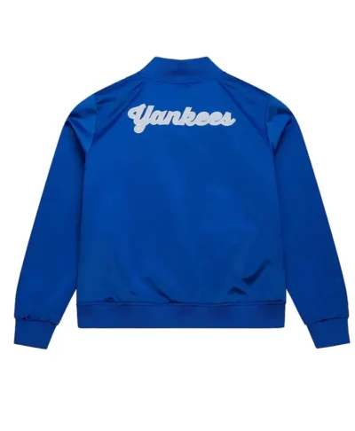 NY Yankees Throwback Blue Satin Graphic Jacket