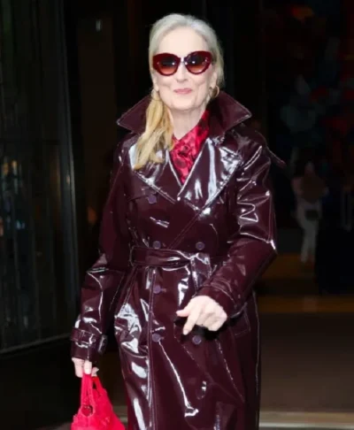 NYC 2026 Meryl Streep Leather Trench Coat