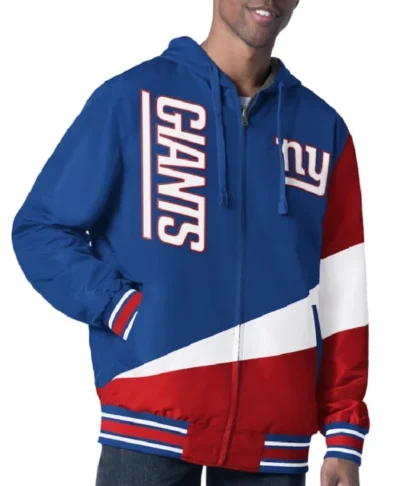 New York Giants Retro Color Block Hooded Full Zip Jacket
