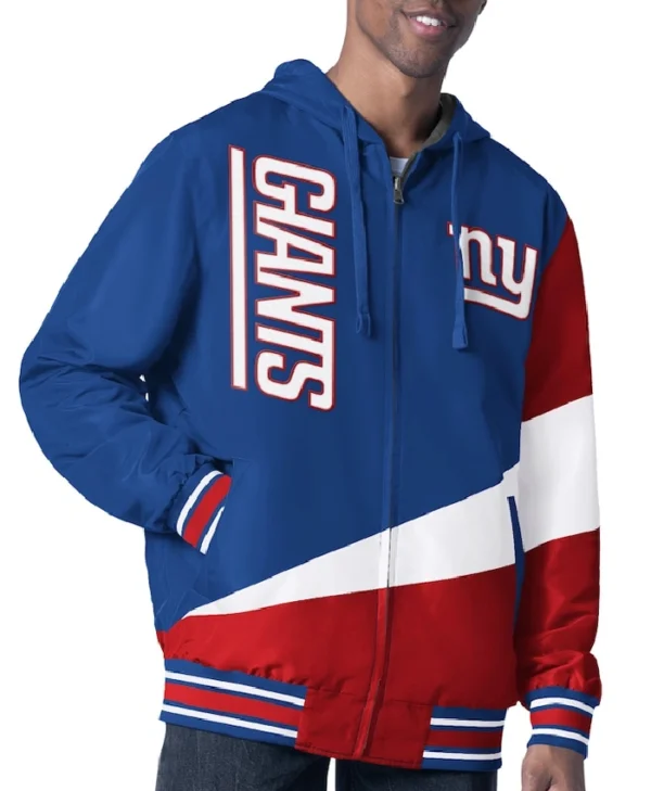 New York Giants Retro Color Block Hooded Full Zip Jacket