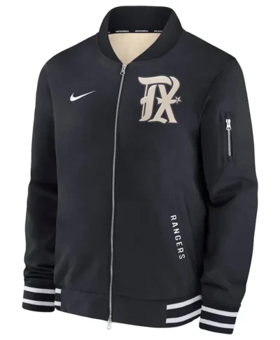 Nike Texas Rangers City Connect Black Bomber Jacket – MLB Edition
