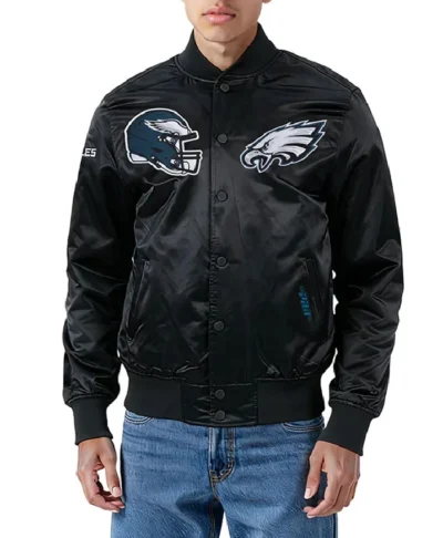 Philadelphia Eagles City Arch Black Satin Jacket