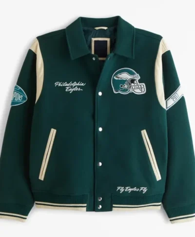 Philadelphia Eagles Fly Eagles Fly Green Varsity Jacket