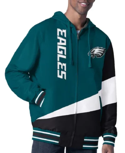 Philadelphia Eagles Retro Color Block Hooded Full Zip Jacket