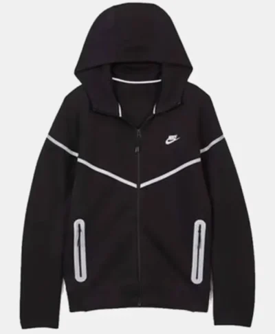 Reflective Tech Windrunner Black Fleece Jacket
