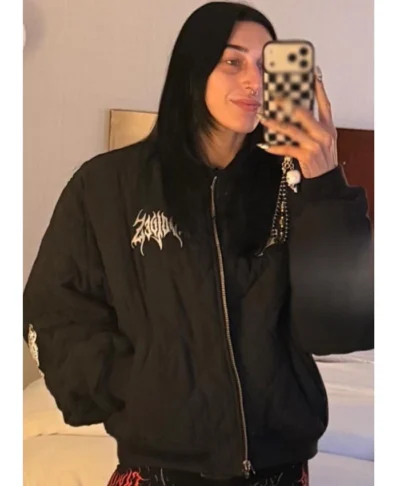 Rhea Ripley Black Quilted Bomber Jacket