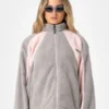 Rusty Two Tides Sherpa Fleece grey and pink Jacket