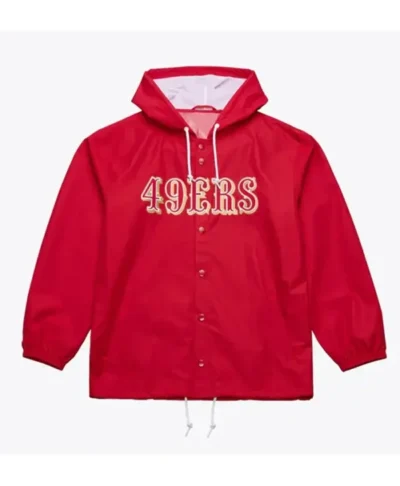 San Francisco 49ers Coaches Scarlet Windbreaker Hooded Jacket