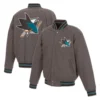 San Jose Sharks Gray Varsity Wool Jacket Full Snap Edition