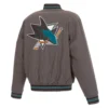 San Jose Sharks Gray Varsity Wool Jacket Full Snap Edition