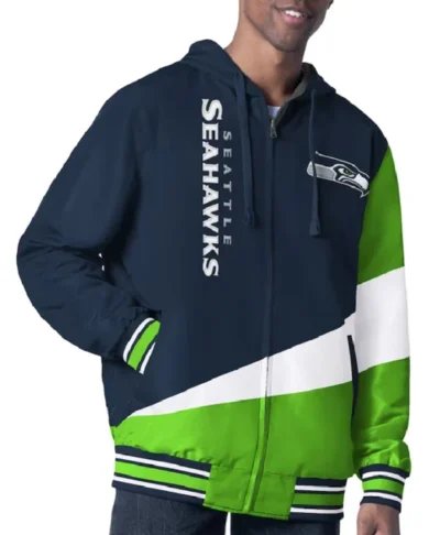 Seattle Seahawks Hooded Jacket Color Block Edition Retro Look