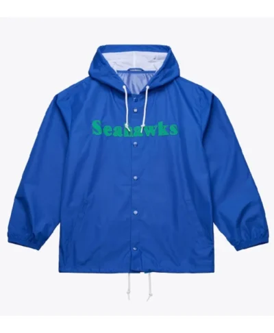 Seattle Seahawks Royal Windbreaker Hooded Jacket Fan Gear