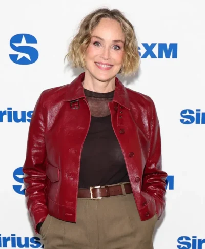 SiriusXM Sharon Stone Red Leather Jacket