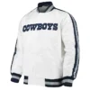 Starter White Dallas Cowboys Throwback D LINE Full Snap Satin Jacket
