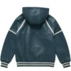 Steele Dark Cyan Leather Hoodie Men’s Urban Style Jacket