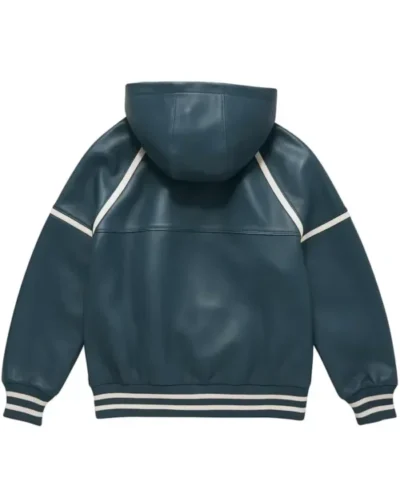 Steele Dark Cyan Leather Hoodie Men’s Urban Style Jacket