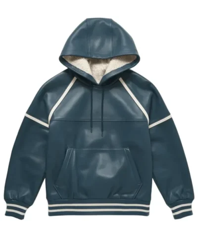 Steele Dark Cyan Leather Hoodie Men’s Urban Style Jacket