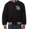 Tampa Bay Rays Wool Varsity Jacket Full Snap Retro Look