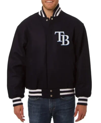Tampa Bay Rays Wool Varsity Jacket Full Snap Retro Look