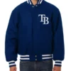 Tampa Bay Rays Wool Varsity Jacket Full Snap Retro Look