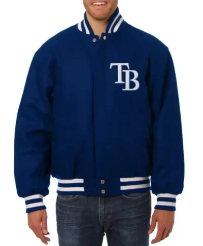 Tampa Bay Rays Wool Varsity Jacket Full Snap Retro Look