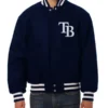 Tampa Bay Rays Wool Varsity Jacket Full Snap Retro Look