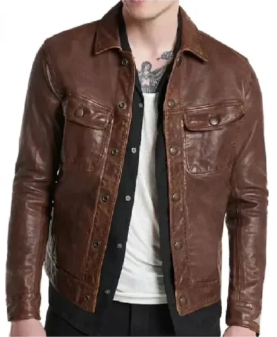 The Voice Season 29 Lucas West Trucker Leather Jacket