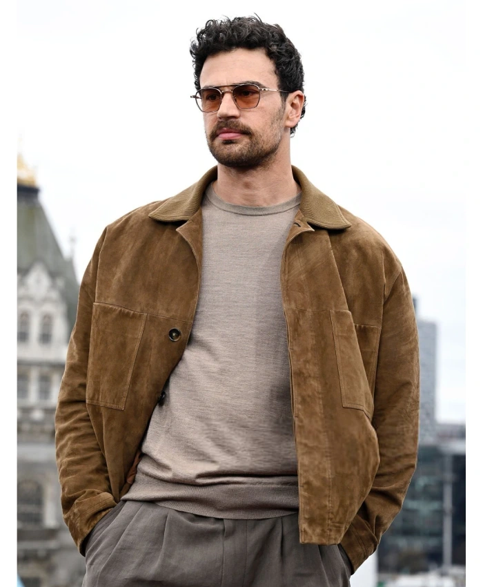 Theo James Press Junket Brown Suede Jacket