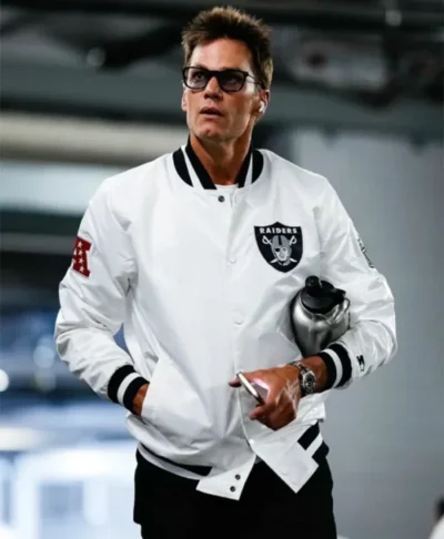 Tom Brady Raiders White Letterman Jacket